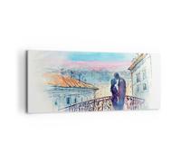Cuadro Sobre Lienzo 120x50cm Cuadros Pared Pareja Amor Ciudad puente Wall Art
