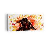 Cuadro Sobre Lienzo 120x50cm Cuadros Pared Pareja beso multi-color luna de miel