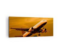 Cuadro Sobre Lienzo 120x50cm Cuadros Pared Pasajeros avión avión alas Wall Art
