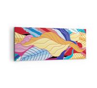 Cuadro Sobre Lienzo 120x50cm Cuadros Pared Patrón Hojas Colorido Wall Art Prints