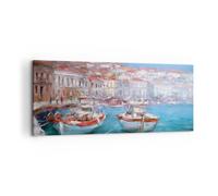 Cuadro Sobre Lienzo 120x50cm Cuadros Pared Petróleo Barcos Grecia Wall Art