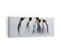 Cuadro Sobre Lienzo 120x50cm Cuadros Pared Pingüinos invierno nieve a pie Art