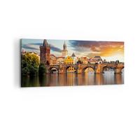 Cuadro Sobre Lienzo 120x50cm Cuadros Pared Praga puente historia río Wall Art