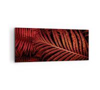 Cuadro Sobre Lienzo 120x50cm Cuadros Pared rojo hojas palmeras Wall Art Prints