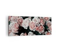 Cuadro Sobre Lienzo 120x50cm Cuadros Pared rosas flores hojas Wall Art Prints