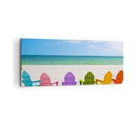 Cuadro Sobre Lienzo 120x50cm Cuadros Pared Tumbona orilla la florida Verano Art