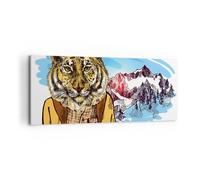 Cuadro Sobre Lienzo 120x50cm Cuadros Tigre montañas los niños la vida silvestre
