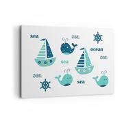 Cuadro Sobre Lienzo 120x80cm Cuadros Ballenas barcos niños estrellas de mar