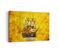 Cuadro Sobre Lienzo 120x80cm Cuadros Pared Barco pirata océano tesoro Wall Art