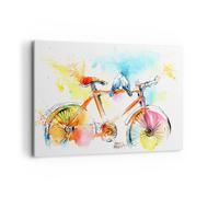 Cuadro Sobre Lienzo 120x80cm Cuadros Pared Bicicletas pájaros paloma pureza Art