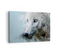 Cuadro Sobre Lienzo 120x80cm Cuadros Pared Blanco El Lobo Imagen Wall Art Prints