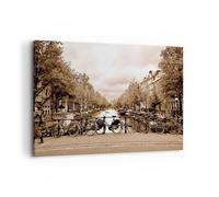 Cuadro Sobre Lienzo 120x80cm Cuadros Pared Canal Bicicletas Amsterdam centro Art