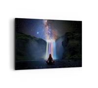 Cuadro Sobre Lienzo 120x80cm Cuadros Pared Cascada Las Estrellas Meditación Art