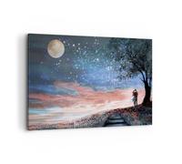 Cuadro Sobre Lienzo 120x80cm Cuadros Pared Cielo Luna Amantes Wall Art Prints