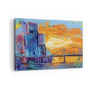 Cuadro Sobre Lienzo 120x80cm Cuadros Pared Ciudad Puente Empasto Wall Art Prints