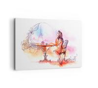Cuadro Sobre Lienzo 120x80cm Cuadros Pared femenino urbano té París Wall Art