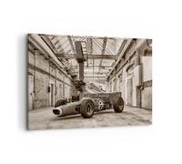 Cuadro Sobre Lienzo 120x80cm Cuadros Pared Fórmula 1 Carrera Retro Wall Art