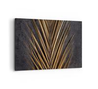Cuadros Decoracion Salon Hoja Dorado Negro Lienzos decorativos 120x80cm Cuadro Sobre Lienzo Moderno Dormitorio Cocina Cuadros Pared Imágenes Wall Art Prints Decor Canvas Grande XXL AA120x80-5091