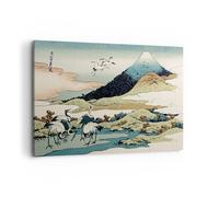 Cuadro Sobre Lienzo 120x80cm Cuadros Pared Japón Grullas Imagen Wall Art Prints