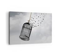 Cuadro Sobre Lienzo 120x80cm Cuadros Pared Libertad Jaula Aves Wall Art Prints