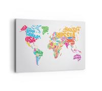 Cuadro Sobre Lienzo 120x80cm Cuadros Pared Mapa Palabras Mundo geografía Art