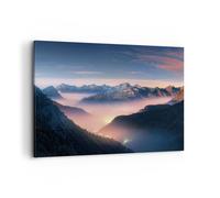 Cuadro Sobre Lienzo 120x80cm Cuadros Pared Montañas Nubes Niebla Wall Art Prints