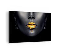 Cuadro Sobre Lienzo 120x80cm Cuadros Pared Oro Boca Negro Wall Art Prints Decor