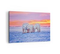 Cuadro Sobre Lienzo 120x80cm Cuadros Pared Osos Invierno Nieve familia Wall Art