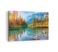 Cuadros Decoracion Salon Paisaje Montañas Amanecer Lienzos decorativos 120x80cm Cuadro Sobre Lienzo Moderno Dormitorio Cocina Cuadros Pared Imágenes Wall Art Prints Decor Grande XXL AA120x80-4456