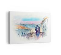 Cuadro Sobre Lienzo 120x80cm Cuadros Pared Pareja Amor Ciudad puente Wall Art