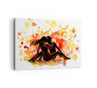 Cuadro Sobre Lienzo 120x80cm Cuadros Pared Pareja beso multi-color luna de miel