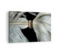 Cuadro Sobre Lienzo 120x80cm Cuadros Pared Pluma Romántico Matrimonio Wall Art