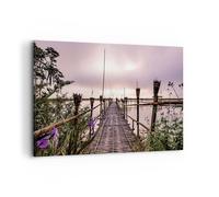 Cuadro Sobre Lienzo 120x80cm Cuadros Pared Puente Lago Antorcha Wall Art Prints