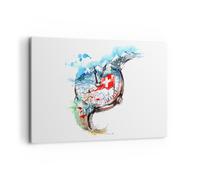 Cuadro Sobre Lienzo 120x80cm Cuadros Pared Reloj suizo montañas nubes Wall Art
