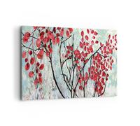 Cuadro Sobre Lienzo 120x80cm Cuadros Pared rojo hojas ramas Wall Art Prints