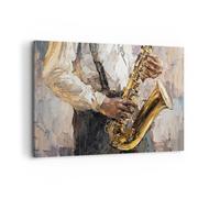 Cuadros Decoracion Salon Saxofón Aceite Músico Lienzos decorativos 120x80cm Cuadro Sobre Lienzo Moderno Dormitorio Cocina Cuadros Pared Imágenes Wall Art Prints Decor Canvas Grande XXL AA120x80-4808