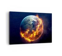 Cuadro Sobre Lienzo 120x80cm Cuadros Pared Universo tierra fuego globo Wall Art