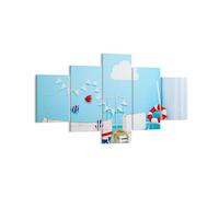Cuadro Sobre Lienzo 125x70cm Cuadros Pared Barco ancla nubes niño Wall Art