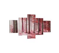Cuadro Sobre Lienzo 125x70cm Cuadros Pared bosque rojo árboles Wall Art Prints