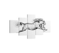 Cuadro Sobre Lienzo 125x70cm Cuadros Pared Caballo Dibujo Lápiz Wall Art Prints