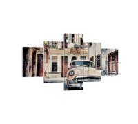 Cuadro Sobre Lienzo 125x70cm Cuadros Pared Cubano Coche Casas De Vecindad Art
