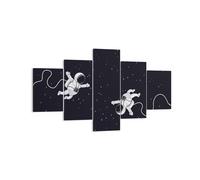 Cuadro Sobre Lienzo 125x70cm Cuadros Pared Dibujos animados astronautas cosmos