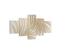 Cuadro Sobre Lienzo 125x70cm Cuadros Pared Dorado Hojas Palmeras Wall Art Prints