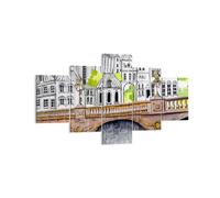 Cuadro Sobre Lienzo 125x70cm Cuadros Pared Francia puente dibujo Wall Art Prints