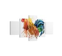Cuadro Sobre Lienzo 125x70cm Cuadros Pared Gallo Ilustration Animal colores Art