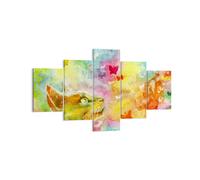 Cuadro Sobre Lienzo 125x70cm Cuadros Pared Gato mariposa arco iris magia Art