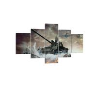 Cuadro Sobre Lienzo 125x70cm Cuadros Pared Guerra tanque avión batalla Wall Art