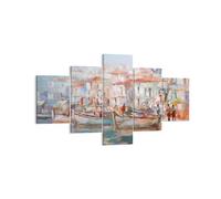 Cuadro Sobre Lienzo 125x70cm Cuadros Pared Isla Barcos Puerto Wall Art Prints