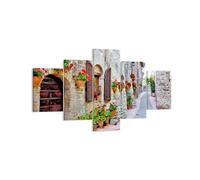 Cuadro Sobre Lienzo 125x70cm Cuadros Pared Italia calle flores historia Wall Art