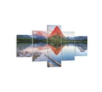 Cuadro Sobre Lienzo 125x70cm Cuadros Pared Lago Montañas Reflejo Wall Art Prints